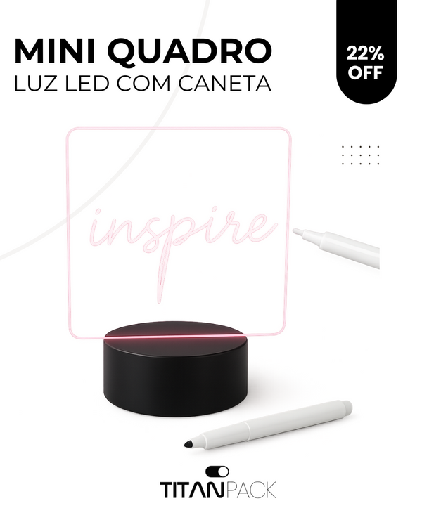 Mini quadro luz LED com caneta para escrever